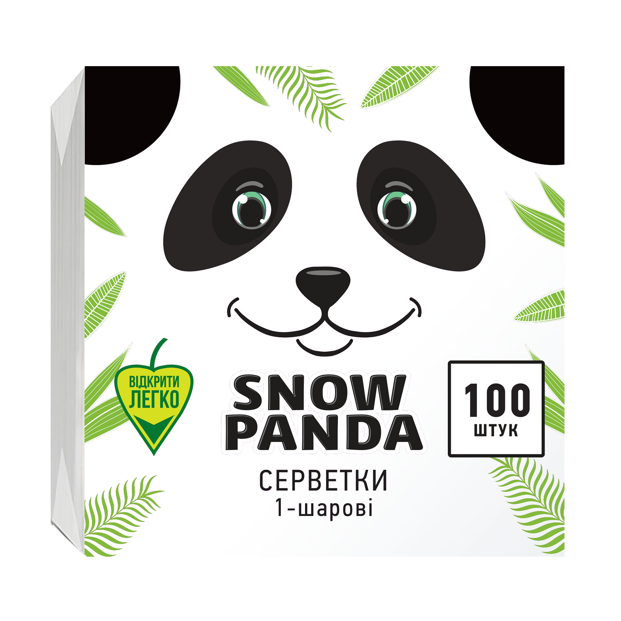 Серветки столові Сніжна Панда, 1-шарові, 33*33 см, 100 шт